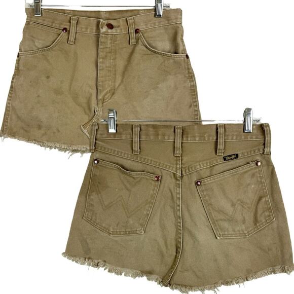 Vintage Wrangler B920-001 Custom Cut-Off Distressed Thrashed Mini Skirt Size 30 - Picture 1 of 13